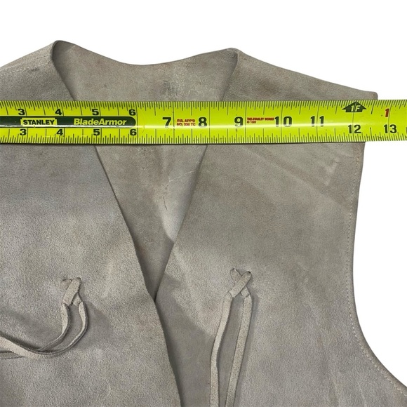 Vintage Authentic Suede Leather Fringe Cowboy Vest Off White One Size - Picture 9 of 12